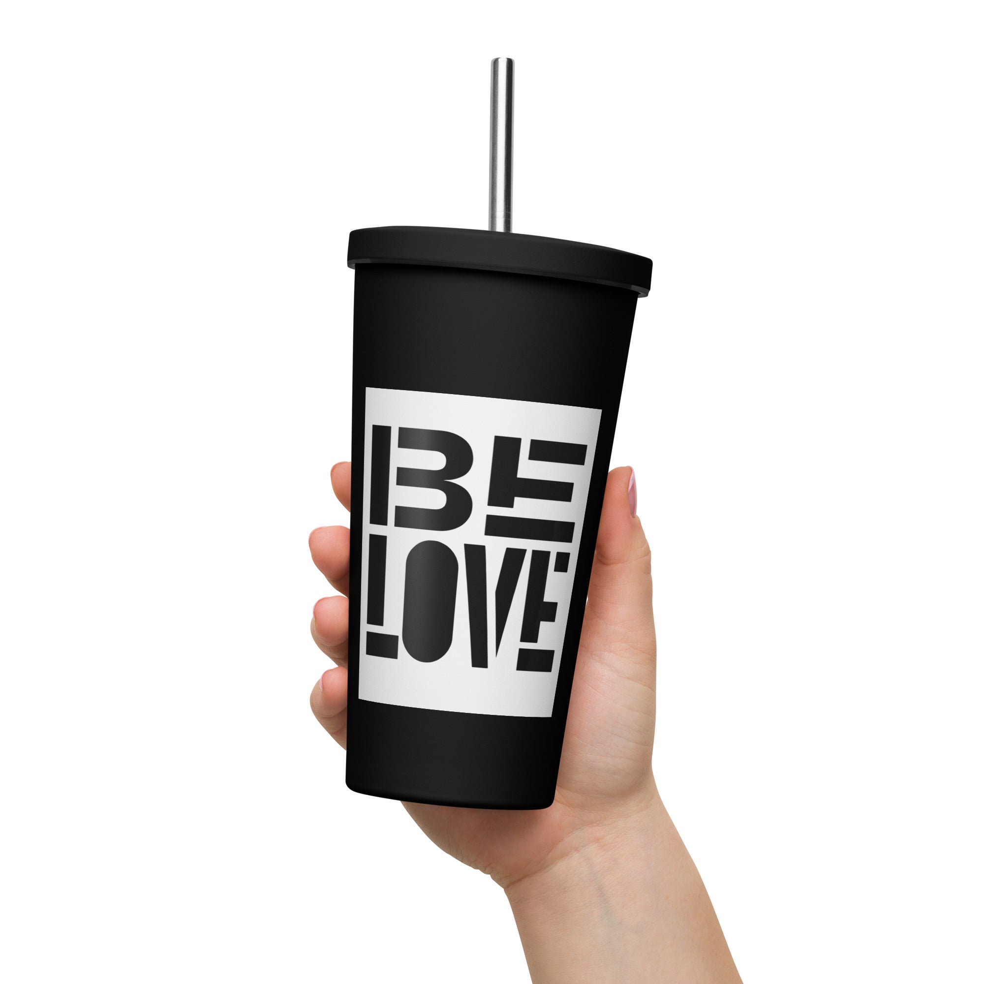 Insulated tumbler with a straw