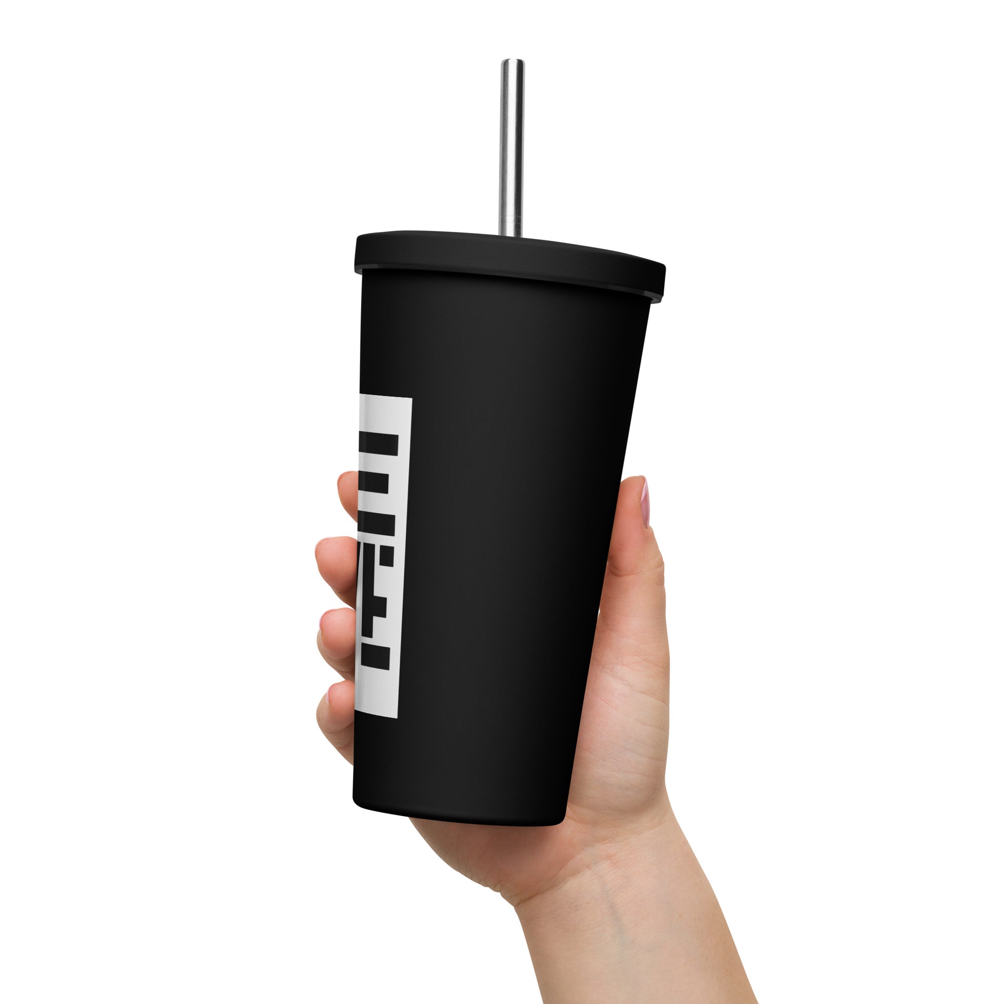 Insulated tumbler with a straw