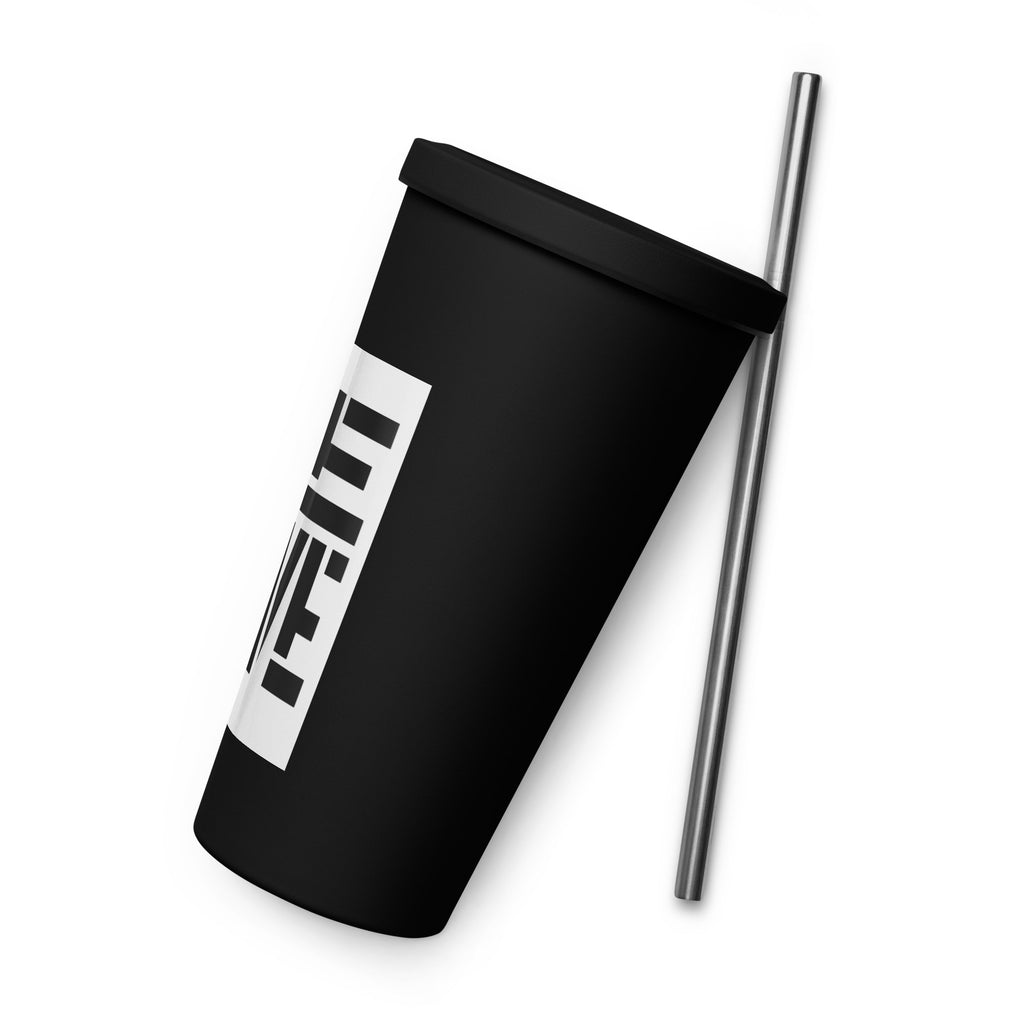 Insulated tumbler with a straw