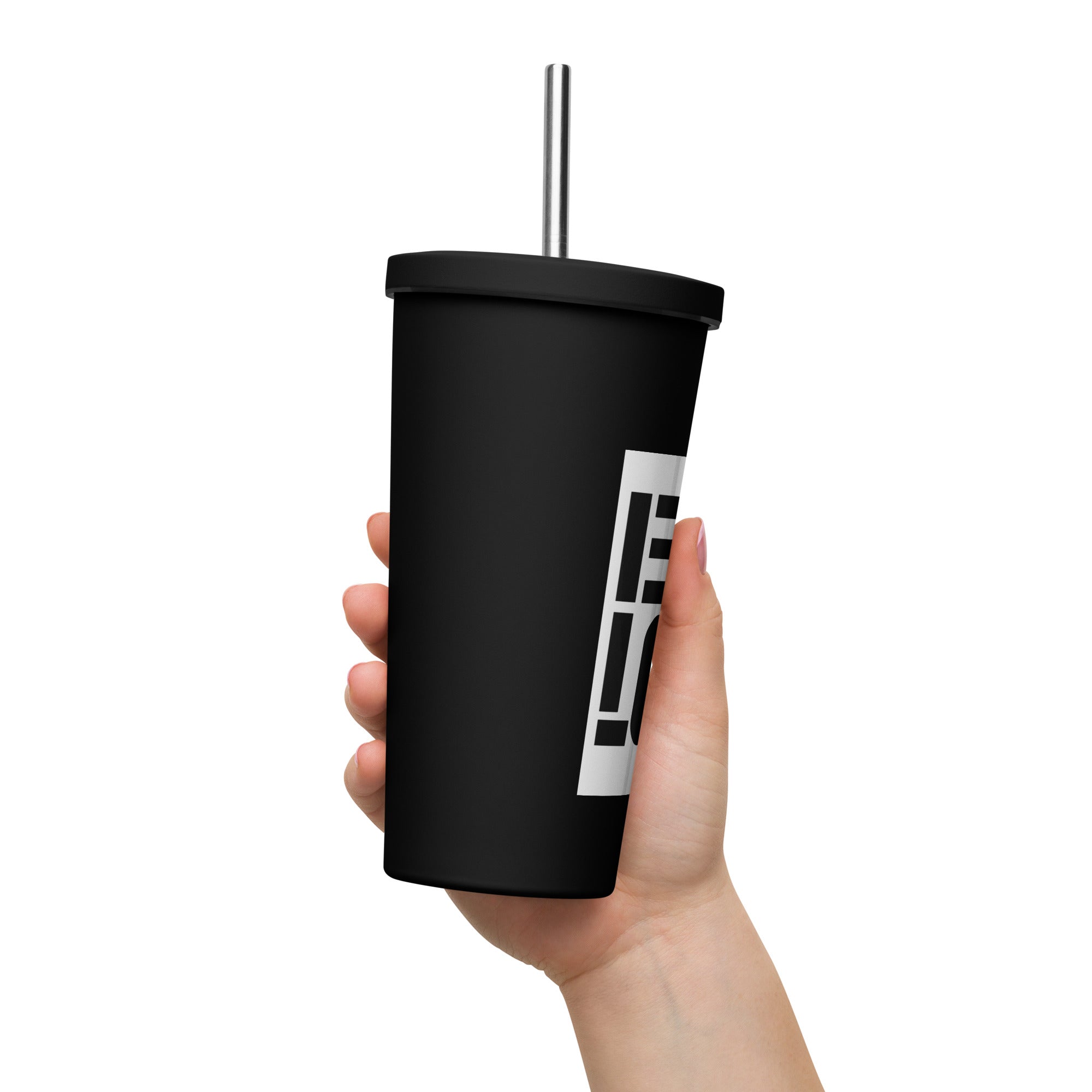 Insulated tumbler with a straw