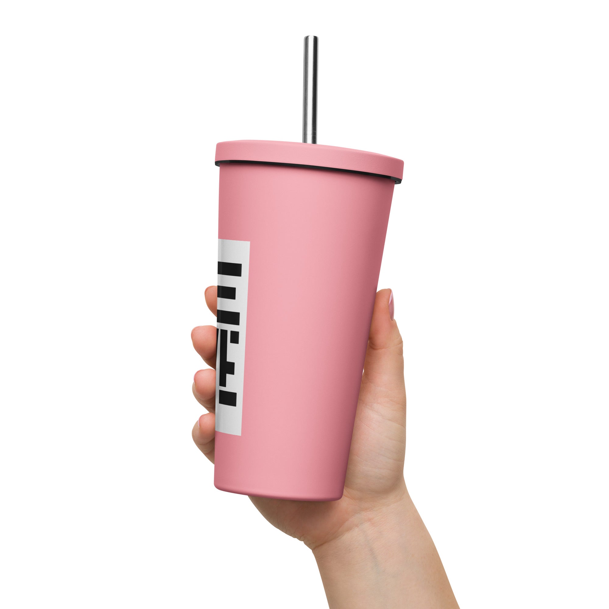 Insulated tumbler with a straw