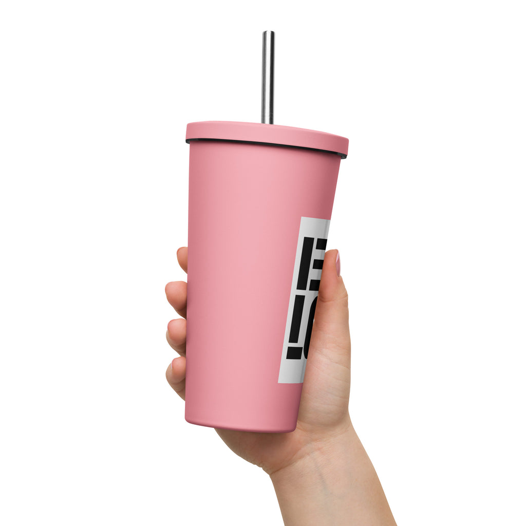 Insulated tumbler with a straw