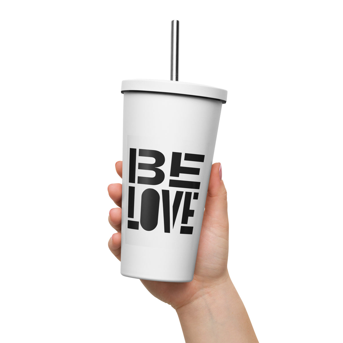 Insulated tumbler with a straw